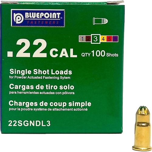 BLUE POINT FASTENING 22SGNDL3P LOAD SHOT SNGL ND GRN 0.22CAL - pack of 100