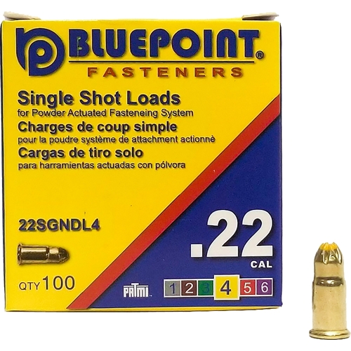 BLUE POINT FASTENING 22SGNDL4P LOAD SHOT SNGL ND YEL 0.22CAL - pack of 100