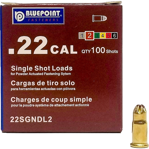 BLUE POINT FASTENING 22SGNDL2P LOAD SHOT SNGL ND BRN 0.22CAL - pack of 100