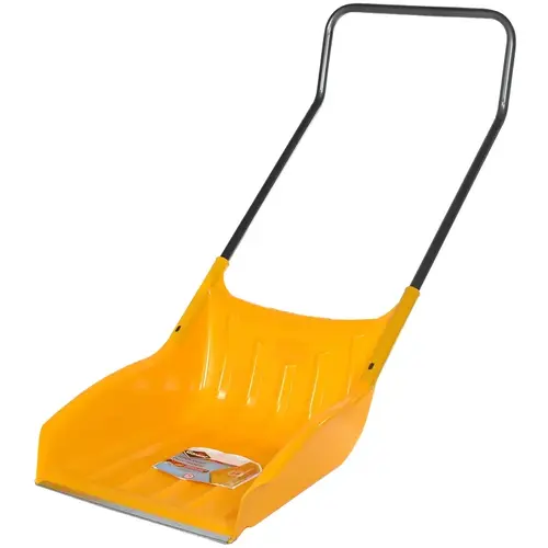 U Sleigh Shovel, 23-1/2 in W Blade, 27-3/4 in L Blade, Polyethylene Blade, Steel Handle, 61-1/4 in OAL Gray