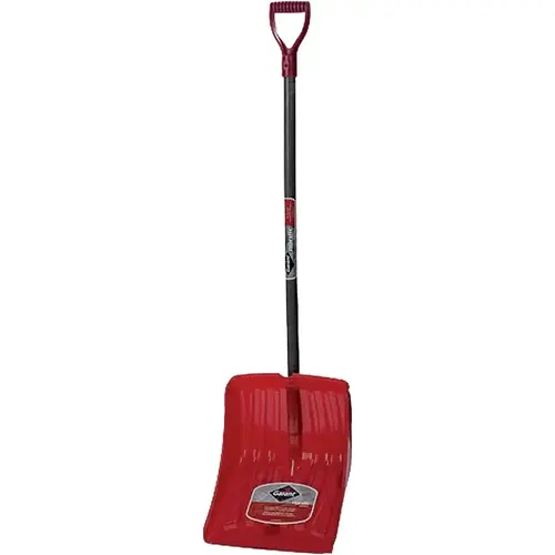 U Snow Shovel, 14-1/2 in W Blade, 16-3/4 in L Blade, Polyethylene Blade, Wood Handle, 53-1/2 in OAL