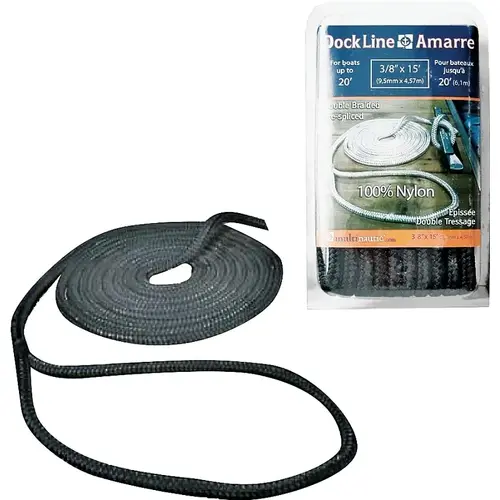 Pre-Spliced Dock Line, Nylon, Black