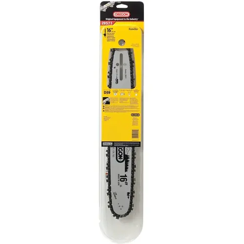 Oregon 29571 AdvanceCut Bar and Chain Combo, Small Bar Nose Radius, 59-Drive Link, 72V Chain, 3/8 in TPI/Pitch