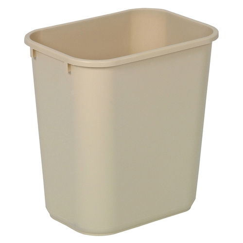 Waste Basket, 28.125 qt, Plastic, Beige, 15 in H