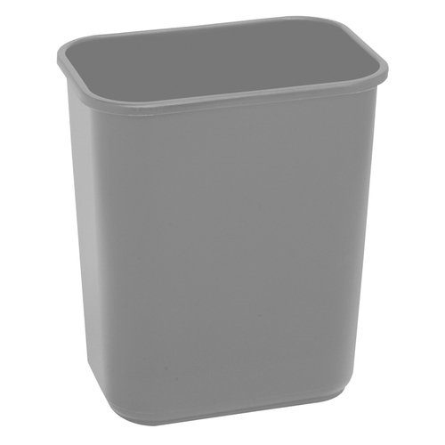 Waste Basket, 28.125 qt, Plastic, Gray, 15 in H