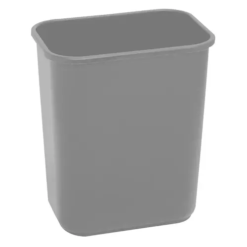 Waste Basket, 28.125 qt, Plastic, Gray, 15 in H