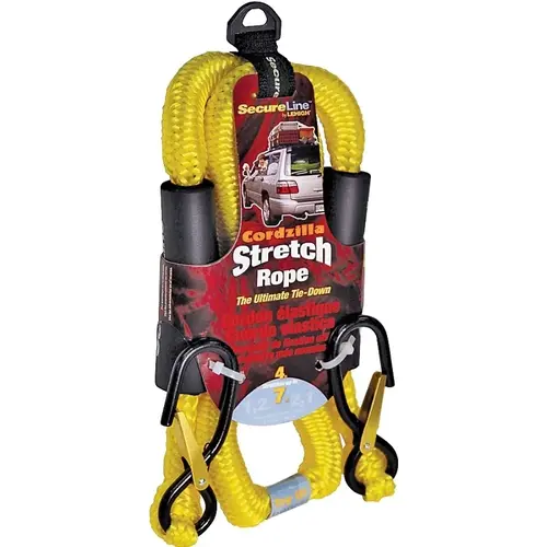 Wellington CZB4 Stretch Rope, 8 mm Dia, 4 ft L, Polypropylene, Yellow