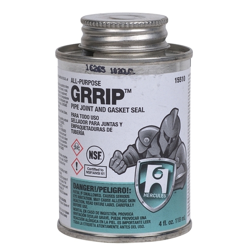 GRRIP Pipe Joint and Gasket Seal, 4 oz Can, Liquid, Paste, Black