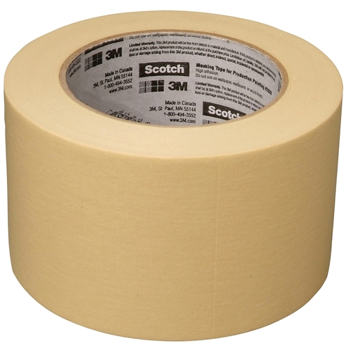 2020-3A-BK Masking Tape, 60 yd L, 3 in W, Crepe Paper Backing, Beige - pack of 12