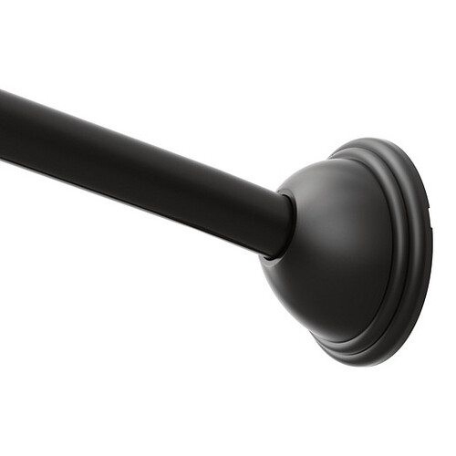 Adjustable Curved Shower Rod from 54" to 72" with Pivot Flange Black Finish