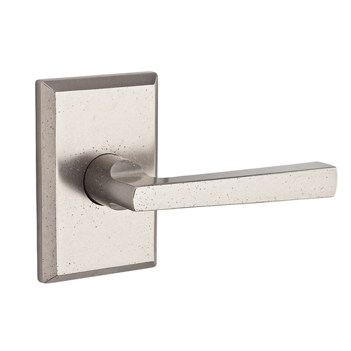 Passage Taper Lever and Rustic Square Rose with 6AL Latch and Dual Strike White Bronze Finish