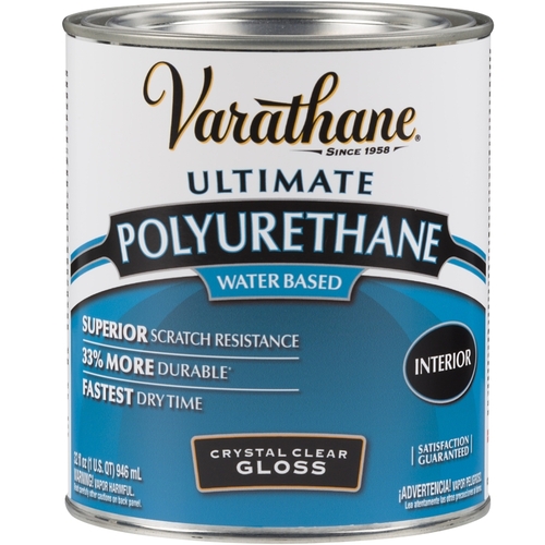 Rust-Oleum 200041H Polyurethane, Gloss, Liquid, Crystal Clear, 1 qt, Can