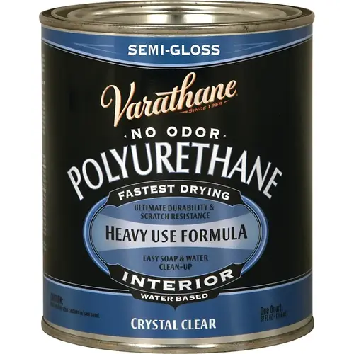 Polyurethane, Semi-Gloss, Liquid, Crystal Clear, 1 qt, Can - pack of 2