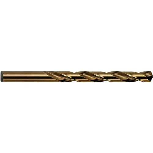 Jobber Drill Bit, 15/32 in Dia, 5-3/4 in OAL, Spiral Flute, 15/32 in Dia Shank, Cylinder Shank Gold Oxide