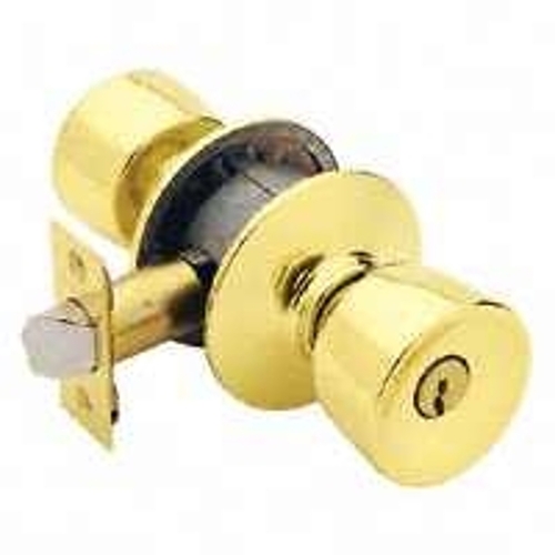 Entry Knob Set, Knob Handle, Bright Brass, Metal, C Keyway, Re-Key Technology: Traditional, Yes