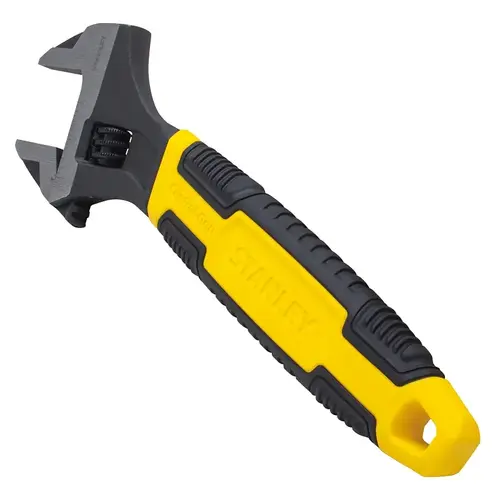 Adjustable Wrench, 8 in OAL, 1-1/4 in Jaw, Steel Black/Yellow