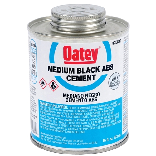 Oatey 308893 Solvent Cement, Opaque Liquid, Black, 8 oz Can