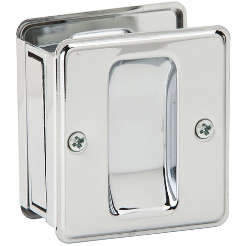 990-625 Pocket Door Lock, Metal, Bright Chrome