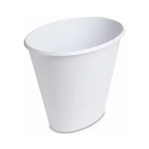 Oval Vanity Wastebasket, Slim, White, 2.5 Gallon