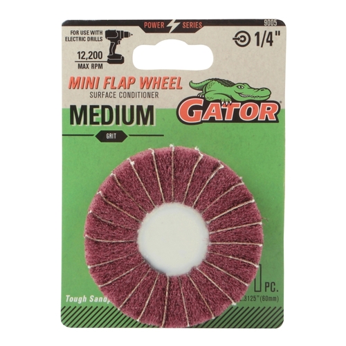 GATOR 9005 Flap Wheel, 2-1/2 in Dia, 1/4 in Arbor, Aluminum Oxide Abrasive