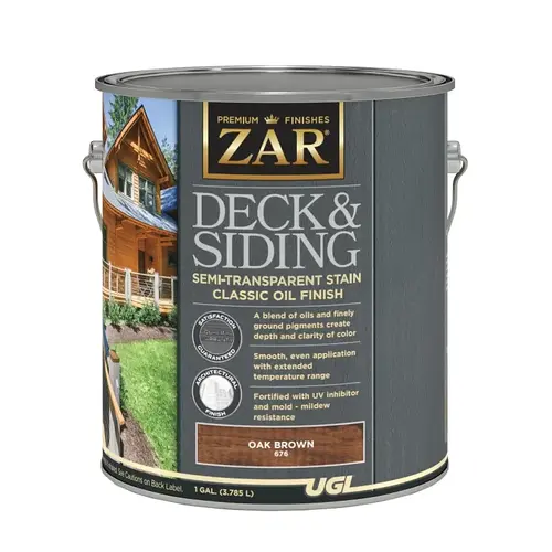 ZAR 67613 Semi-Transparent Deck and Siding Stain, Oak Brown, 1 Gal.