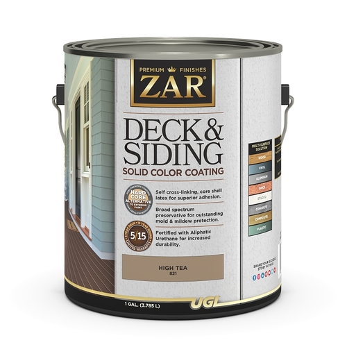 ZAR 82113 Deck and Siding Solid Color Coating, High Tea, Liquid, 1 gal