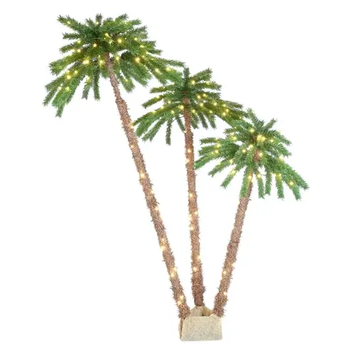 Santas Forest 30860 LED Palm Tree, 3.5 ft W, Mesh Fabric/Metal Frame, Green/Brown, Mini Bulb