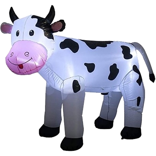 Santas Forest 90812 Inflatable Cow, 5 ft H, Polyester, Black/White