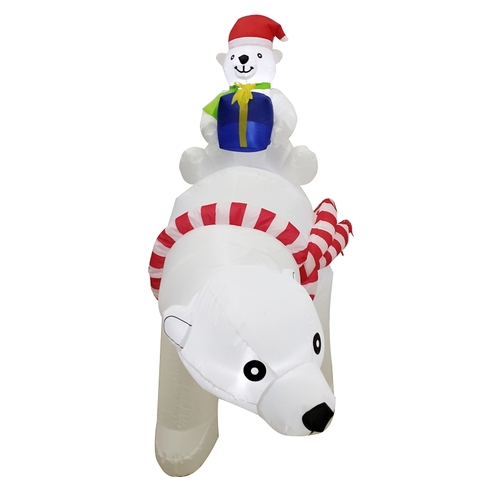 Santas Forest 90704 Inflatable Polar Bears, 6.5 ft H, Polyester, Blue/Red/White