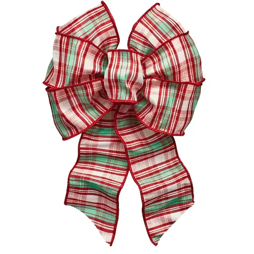 Wired Bow, Red/White/Green, 7 Loops, 8-1/2 x 14 in