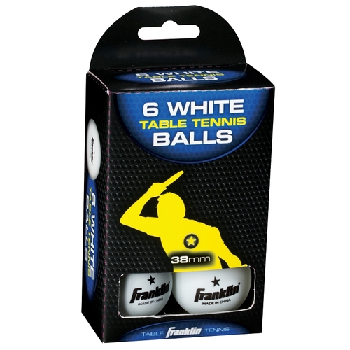Franklin Sports 57100 Table Tennis Ball, 38 mm Dia, White - pack of 6