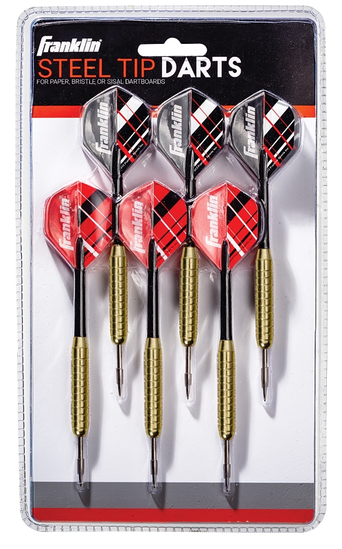 Franklin Sports 56011 Dart Set, Steel Tip Dart, Nylon/Steel Brass - pack of 6