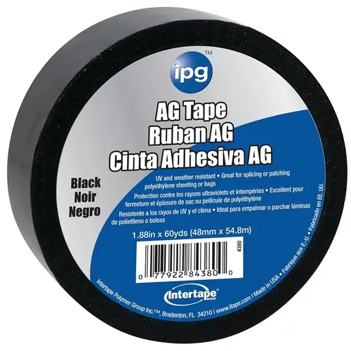 IPG 4380 AG Tape, 60 yd L, 1-7/8 in W, Polyethylene Backing, Black