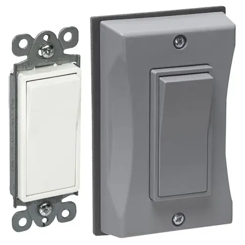 Weatherproof Decorator Switch Cover, 15 A, 120/277 V, Gray