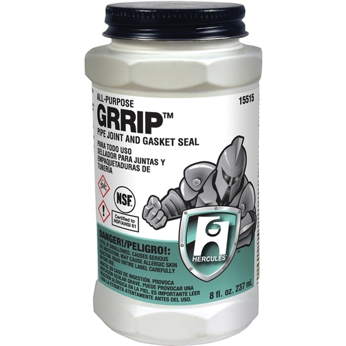 HERCULES 15515 GRRIP Pipe Joint and Gasket Seal, 8 oz Can, Liquid, Paste, Black