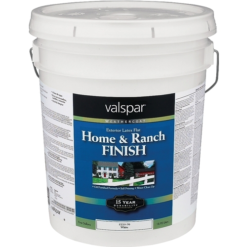 Valspar 5225.7 018.5225-70.008 Premium Home and Ranch Paint, White, 5 gal Pail