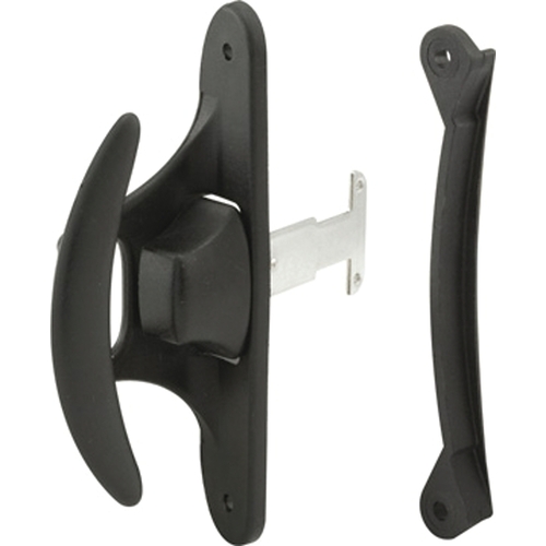 Latch and Pull, 4-3/16 in L Handle, 1-11/16 in H Handle, Plastic/Steel, Black