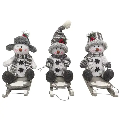 Hometown Holidays Plush Snowman On Sled Toy, Assorted, 10 in - pack of 12