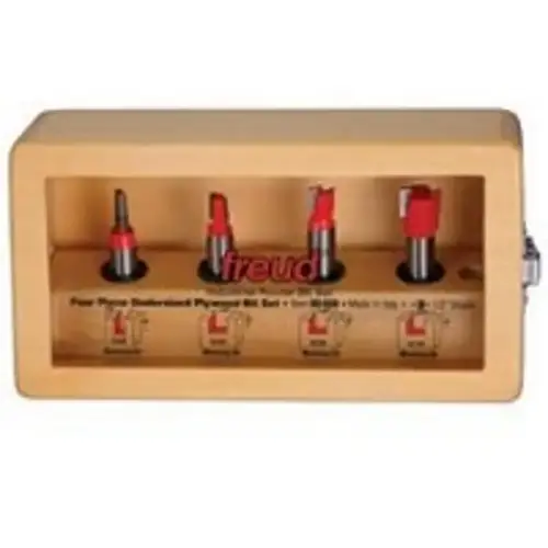 Undersized Plywood Bit Set, 4-Cutter, Carbide Red