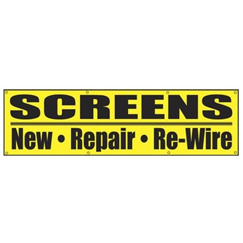 Screen Repair Banner, Vinyl, Black/Yellow