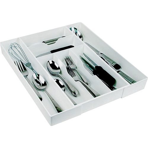 Cutlery Expand-A-Drawer, 9-1/2 in W, 18 in D, White