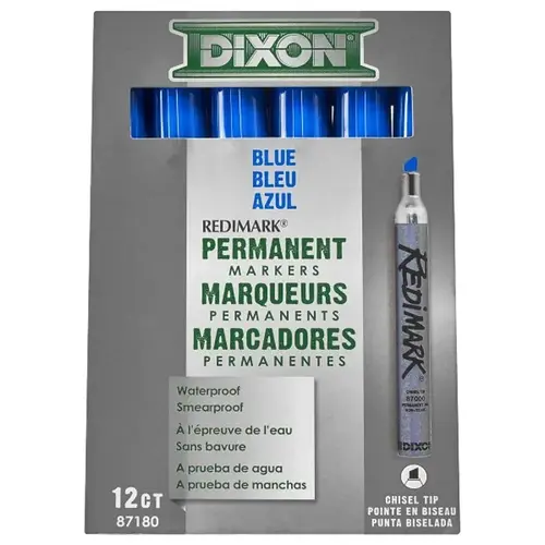 Marker, Blue, 6 in L, Metal Barrel - pack of 12