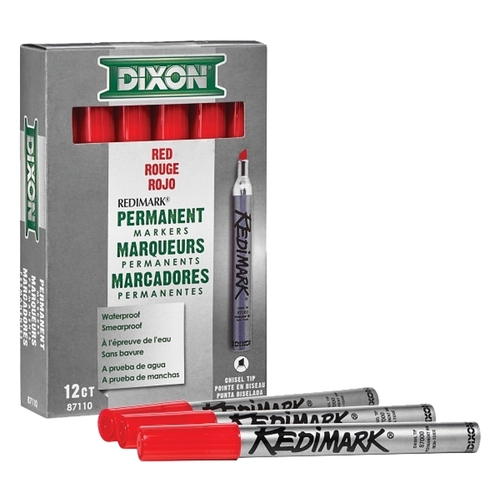 DIXON TICONDEROGA 87110 Marker, Red, 6 in L, Metal Barrel