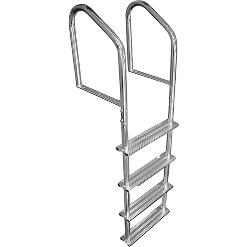 Tubular Dock Ladder, 5 ft 1 in H, 400 lb, 4-Step, Aluminum, Polished