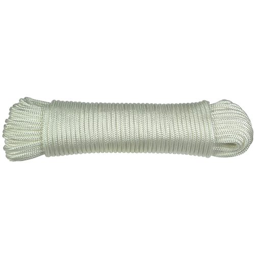 Rope, 3/16 in, 100 ft L, Polyester, White