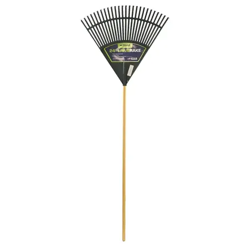 Rugg PP24 Rake, Poly Tine, 24 in W Tine, Hardwood Handle, 48 in L Handle