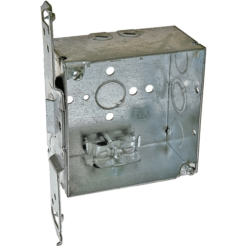 RACO 8240 Switch Box, 2-Gang, 4-Knockout, 1/2, 3/4 in, Steel, Gray, Bracket