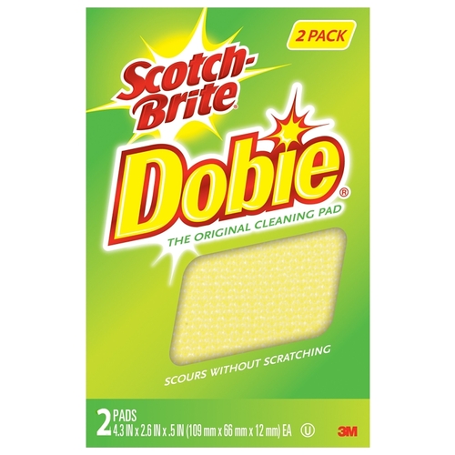 Scotch-Brite 722-6 Dobie All-Purpose Pad, 4-3/8 in L, 2.7 in W, 0.6 in Thick, Polyester/Polyurethane, Pale Yellow