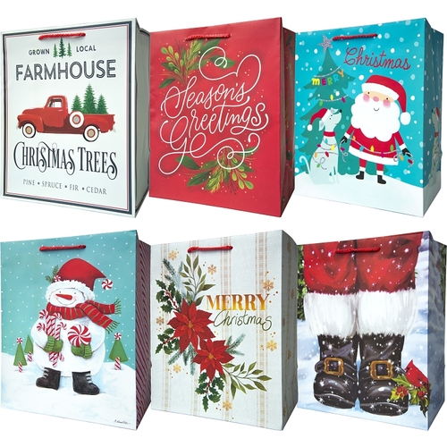 X-Large Vertical Gift Bag, 12-1/4 in W, 15 in H, Paper, Festive