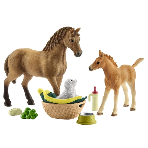 Schleich-S 42432 Toy, Horse Club Sarah's Baby Animal Care
